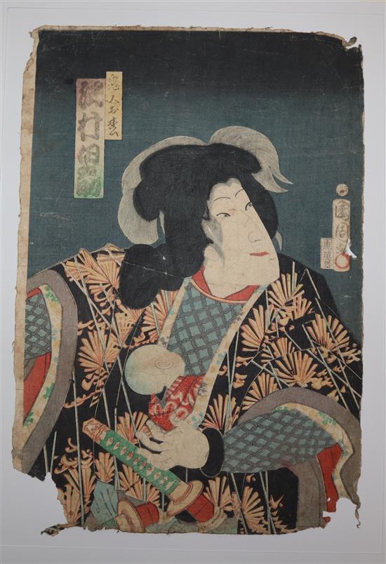 Kunichika Toyohara (1835-1900) Three actors; Nakamura Skikan, Sawamura Tanosuke and Ichikawa Kyuzo